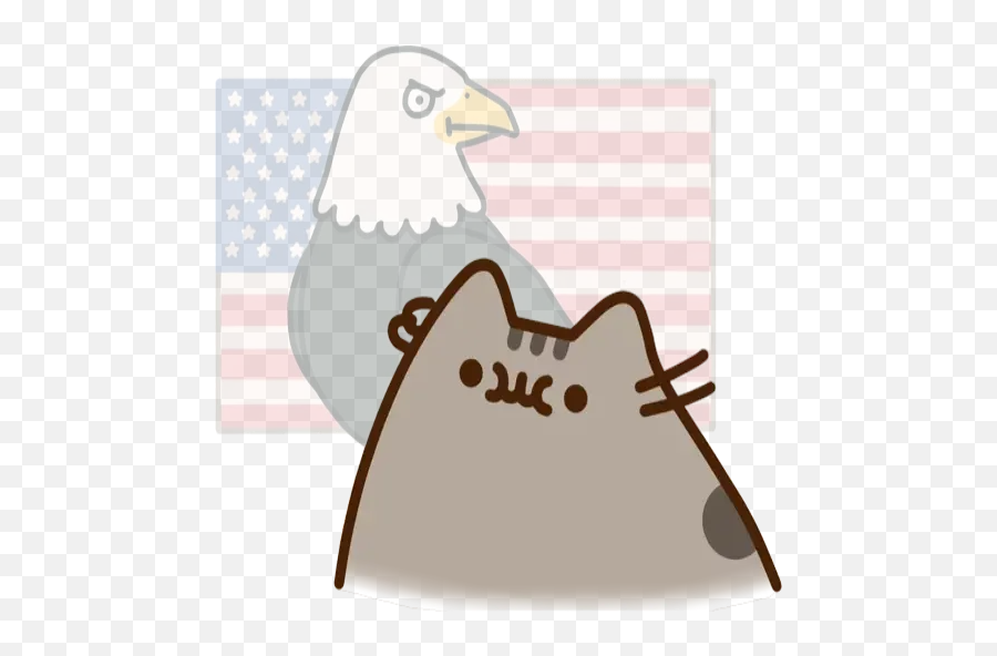 Pusheen 5 Stickers For Whatsapp - Pusheen Cat With Cookie Emoji,Bald Eagle Emoji