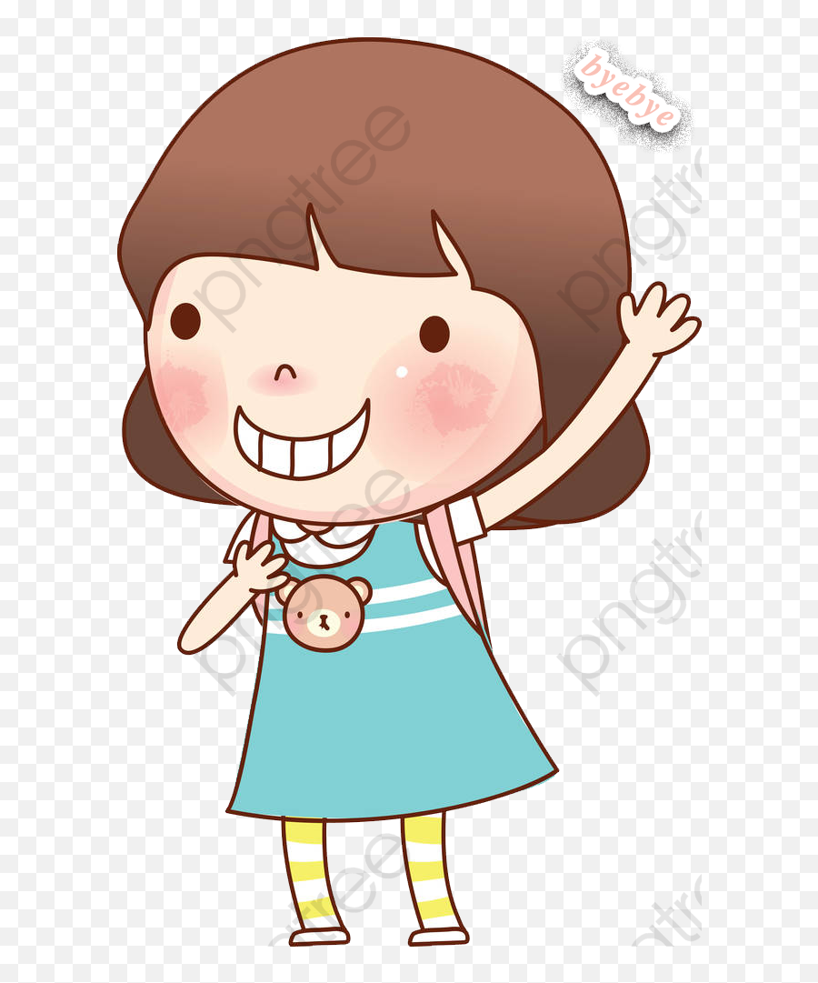 Goodbye Clipart Girl Waving - Good Bye Cartoon Png Girl Waving Goodbye Clipart Emoji,Asian Girl Emoji