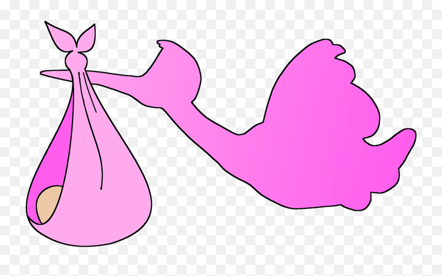 Stork Baby Girl Pink Flying - Cartoon Stork Baby Girl Emoji,Pink Flamingo Emoji