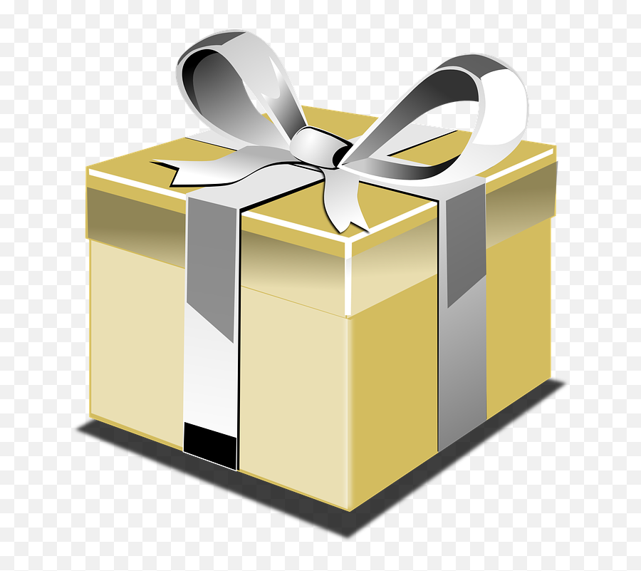 Present Gift Ribbon - Gift Box Silver And Gold Emoji,Emoji Birthday Presents