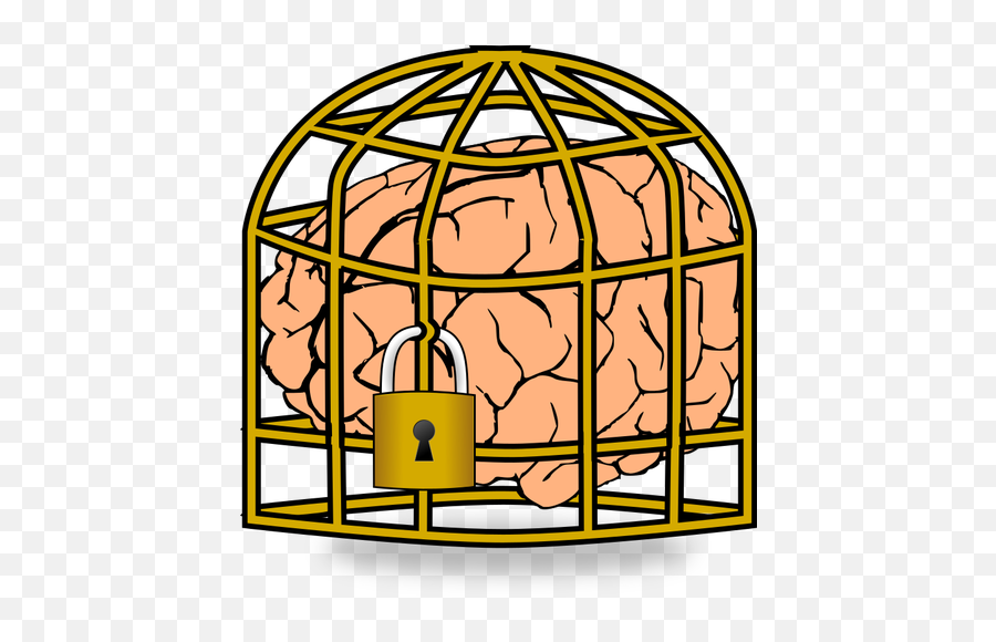 Locked Brain - Cartoon Brain Fixed Mindset Emoji,Music Note Emoticon