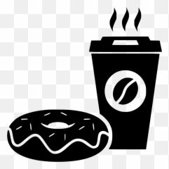 Free Doughnut Clipart Black And White - Hot Coffee Paper Cup Png Emoji,Basketball Donut Coffee Emoji