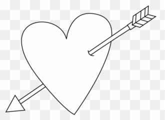 Free Heart With Arrow Clipart Black And - White Valentines Day Emoji