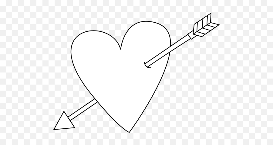 Free Heart With Arrow Clipart Black And - White Valentines Day Heart Emoji,How Do U Get The White Heart Emoji