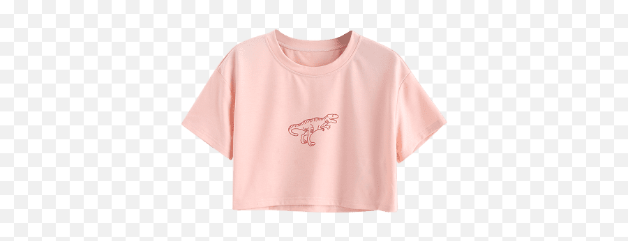 Zaful Dinosaur Graphic Cropped Tee Rose - Zafulcom Imallcom Girl Emoji,Emoji Sweat Suits