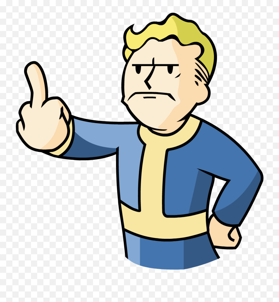 Middle Finger Vault Boy - Vault Boy Fallout Logo Emoji,Finger Gun Emoji