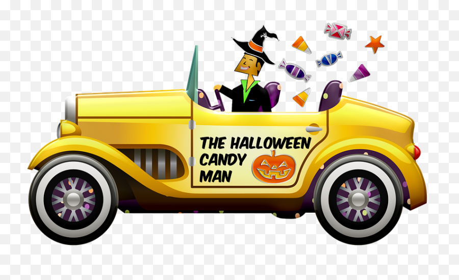 Halloween Car Vintage - Antique Car Emoji,House Candy House Emoji