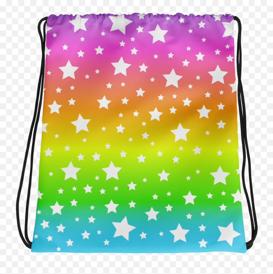 White Stars Rainbow Ombre Drawstring Bag - Decorative Emoji,Star Emoji Black And White