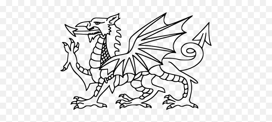 Stylised Dragon Image - Welsh Dragon To Colour Emoji,Dragon Head Emoji