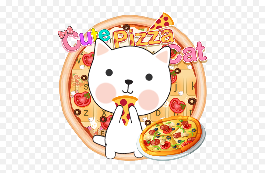 Cute Pizza Cat Keyboard Theme - Cartoon Emoji,Emoji Eating Pizza