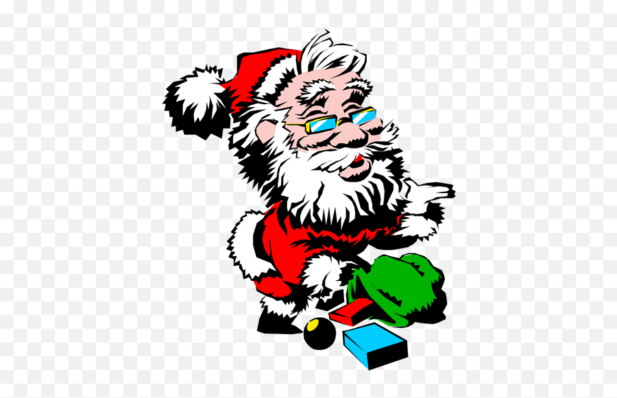 Cool Santa With Presents - Gambar Santa Claus Keren Emoji,Side Eye Emoticon