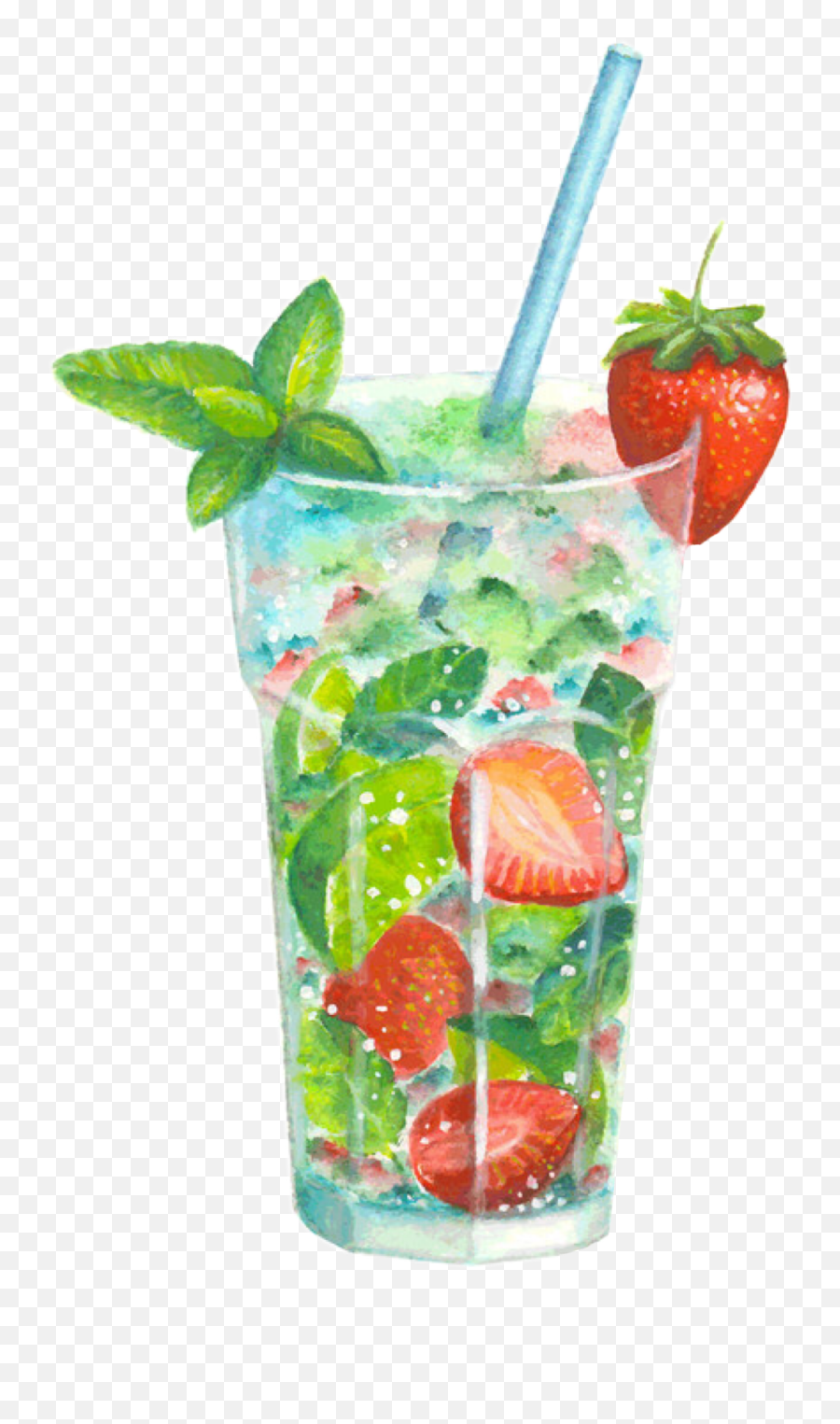 Strawberry Lime Spritzer Freetoedit - Mojito Emoji,Mojito Emoji