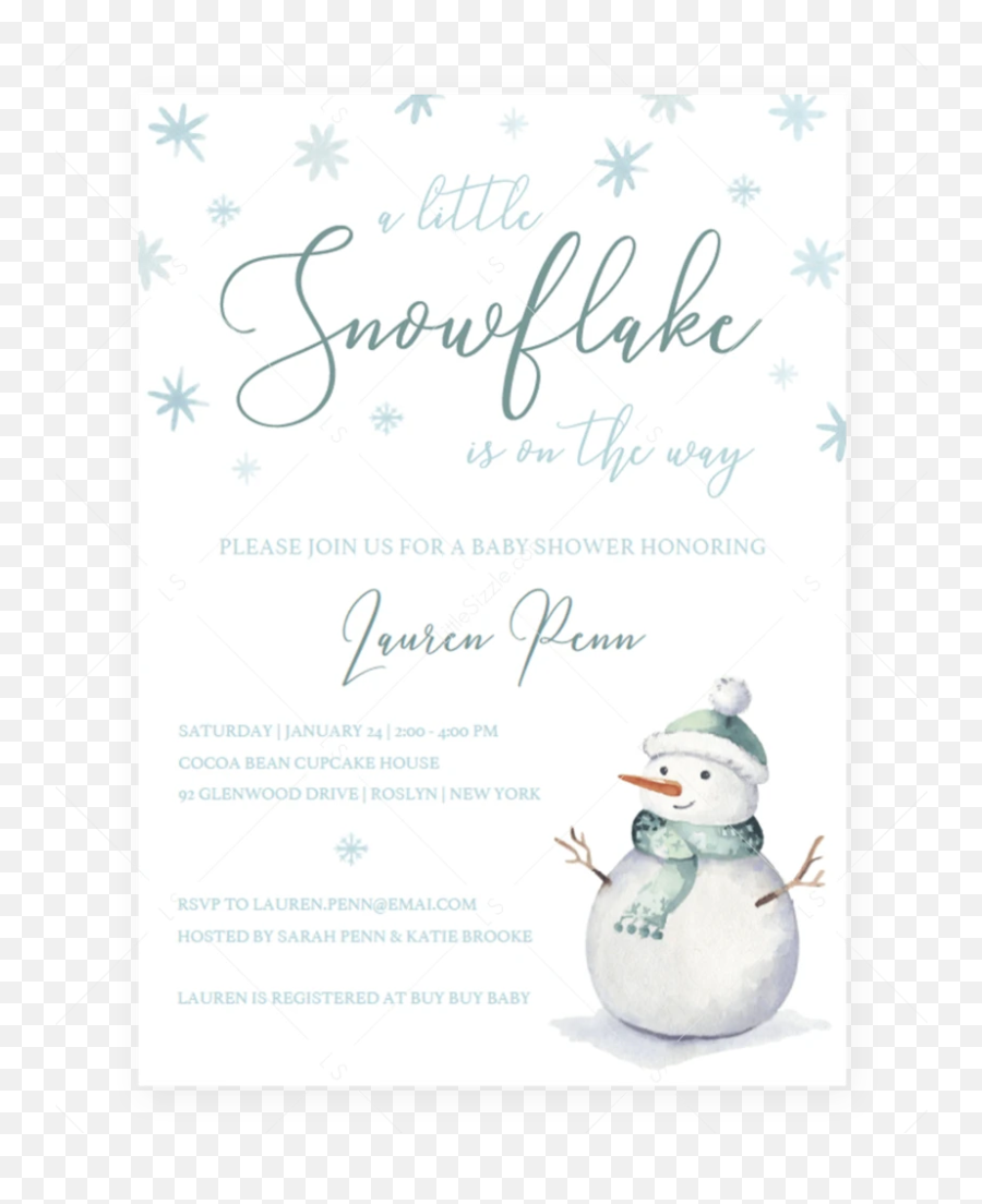 Snowflake Baby Shower Invitation Download Winter Boy - Greeting Card Emoji,Snow Flake Emoji