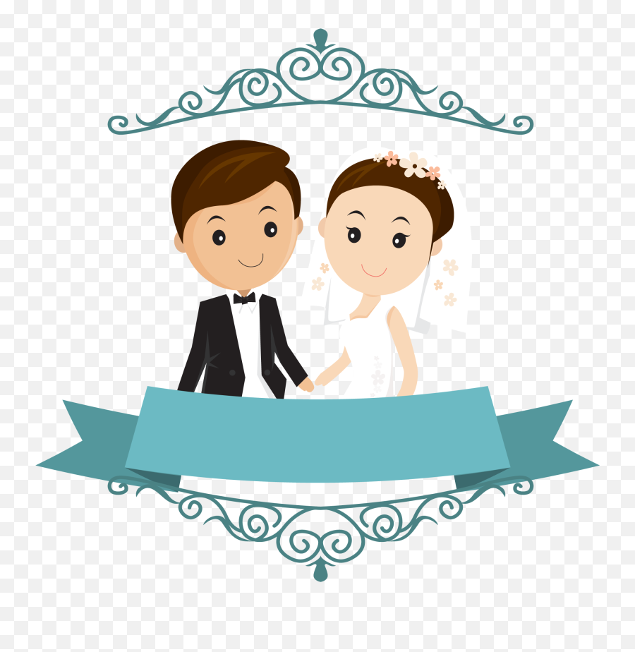 Wedding Png Clipart Bride And Groom - Cartoon Wedding Couple Png Emoji,Marriage Emojis