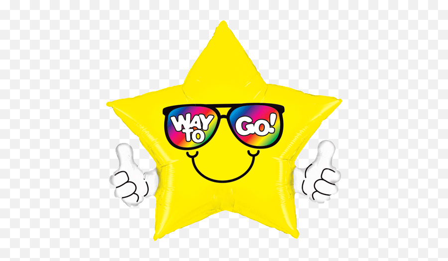 Download 32 Thumbs Up Way To Go Yellow Star Balloon - Way To Go Thumbs Up Emoji,Wat Emoji