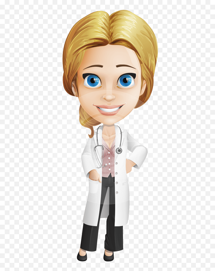 Blonde Female Doctor Cartoon Vector - Doctor Phone Cartoon Emoji,Female Doctor Emoji