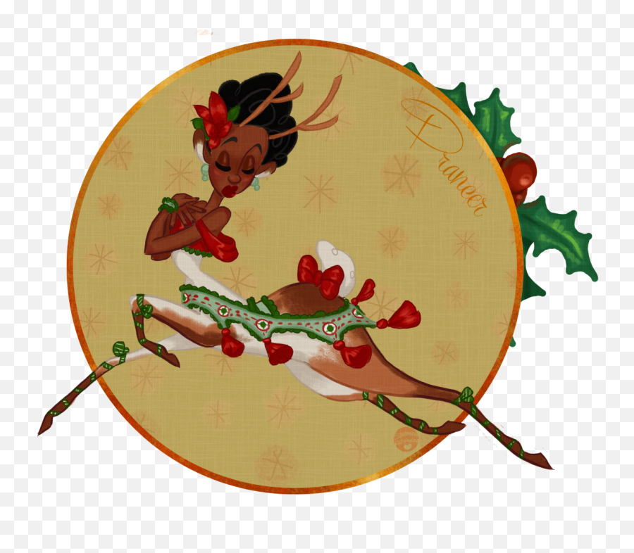 Christmas Reindeer Santa Festive Vintage Holidays Clipart - Fictional Character Emoji,Santa Sleigh Emoji