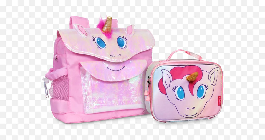 Unicorn Pattern Kids Backpack U0026 Lunchbox Bundle Pink - Medium Bixbee Unicorn Emoji,Emoji Lunch Box