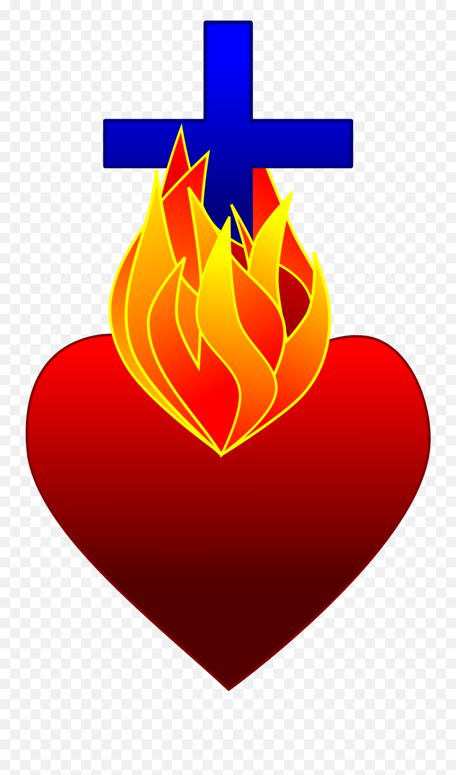 Fire Cliparthot Of Sacred And - Catholic Heart On Fire Heart With Cross And Fire Emoji,Catholic Emoji
