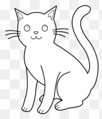 White Cat Clip Art Kitty Line For - Clipart Black And Emoji