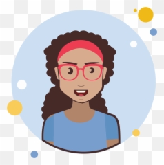 Long Curly Hair Lady With Red Glasses - Short Curly Hair Cartoon Emoji,Curly Hair Emoji