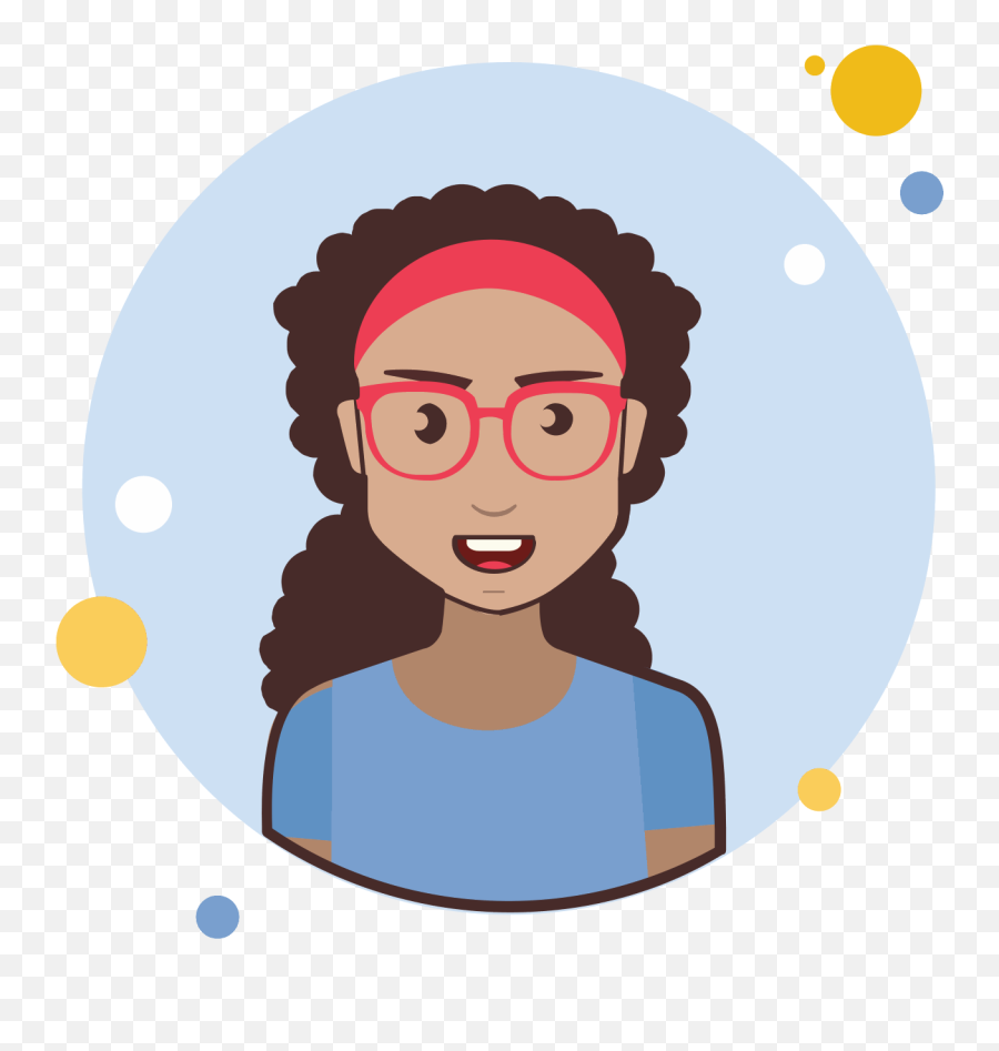 Long Curly Hair Lady With Red Glasses - Short Curly Hair Cartoon Emoji,Curly Hair Emoji