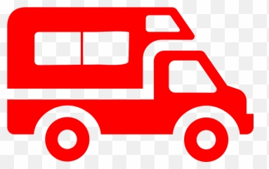 Red Van Big Transport Vehicle - Aire De Camping Car Emoji