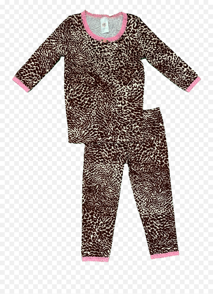 Sleeve Cheetah Print Pink 2pc Pajama Set - Pajamas Emoji,Emoji Pajama Set