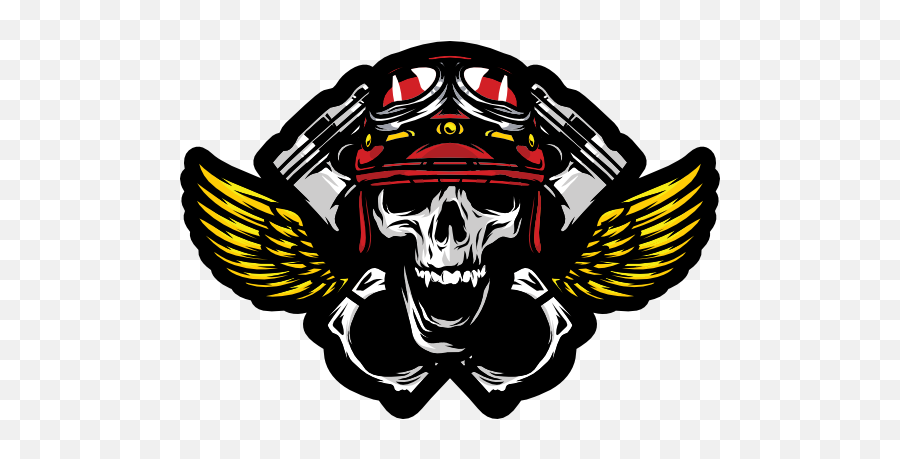 Aviator Skull With Gold Wings Sticker - Art Decals For Motorcycles Emoji,Emoji With Ghost Coming Out Of Mouth