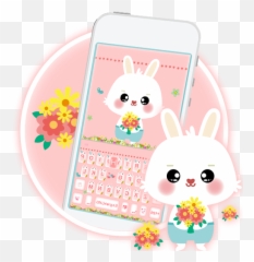 Pink Lovely Bunny Keyboard Theme - Cartoon Emoji,Rabbit Emojis
