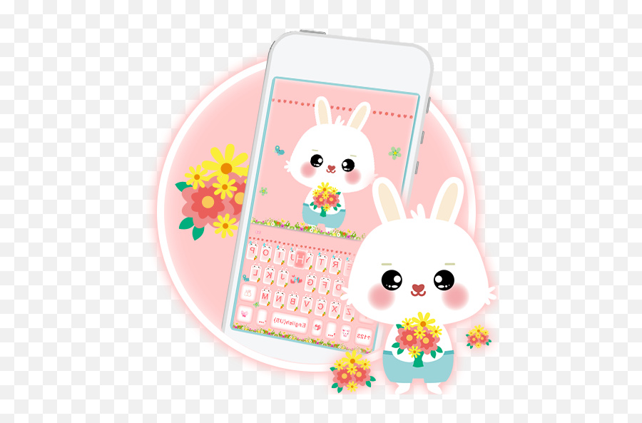 Pink Lovely Bunny Keyboard Theme - Cartoon Emoji,Rabbit Emojis