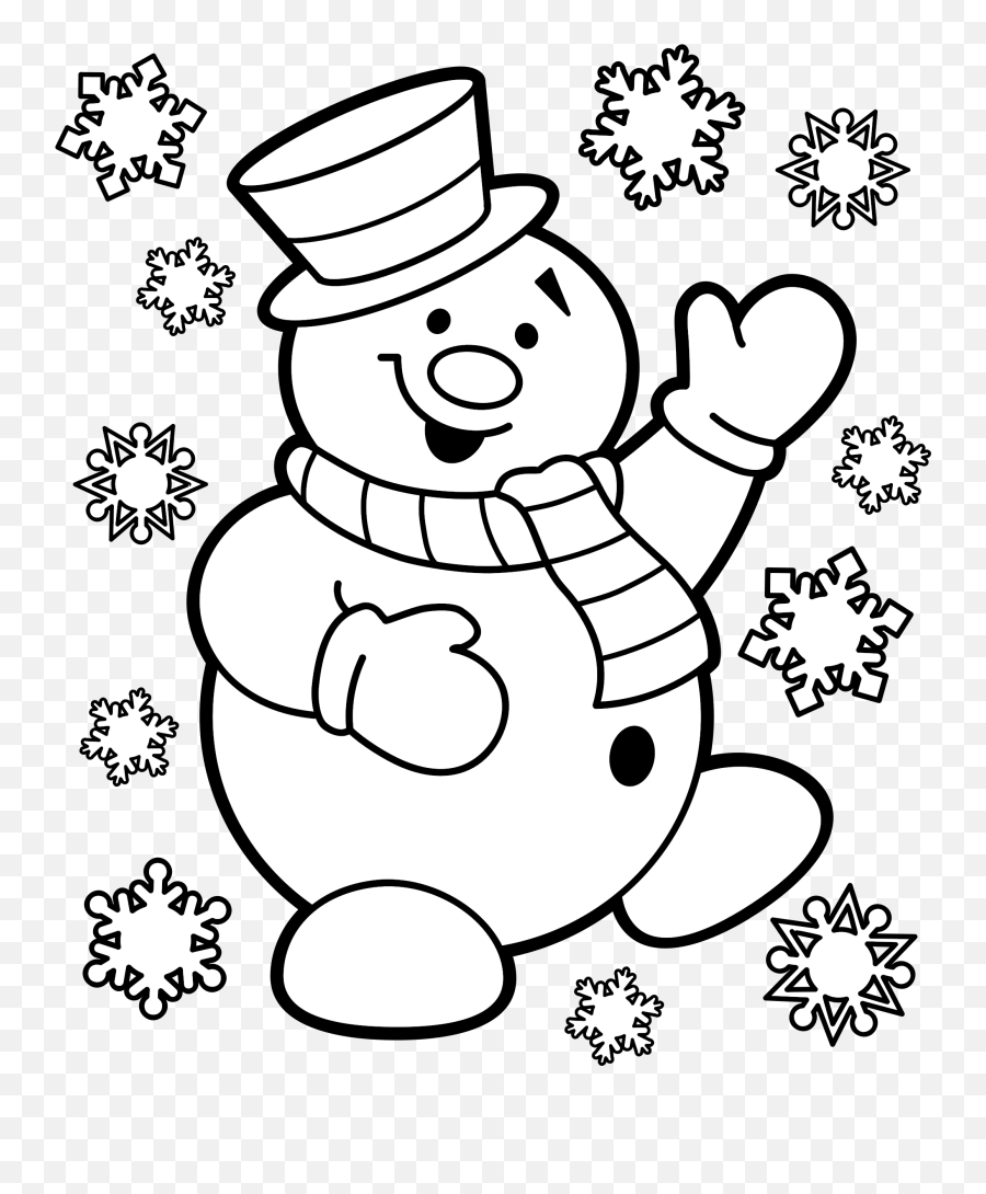 Snowman Clipart Black And White Printable - Snow Man Colouring Page Emoji,Black Snowman Emoji