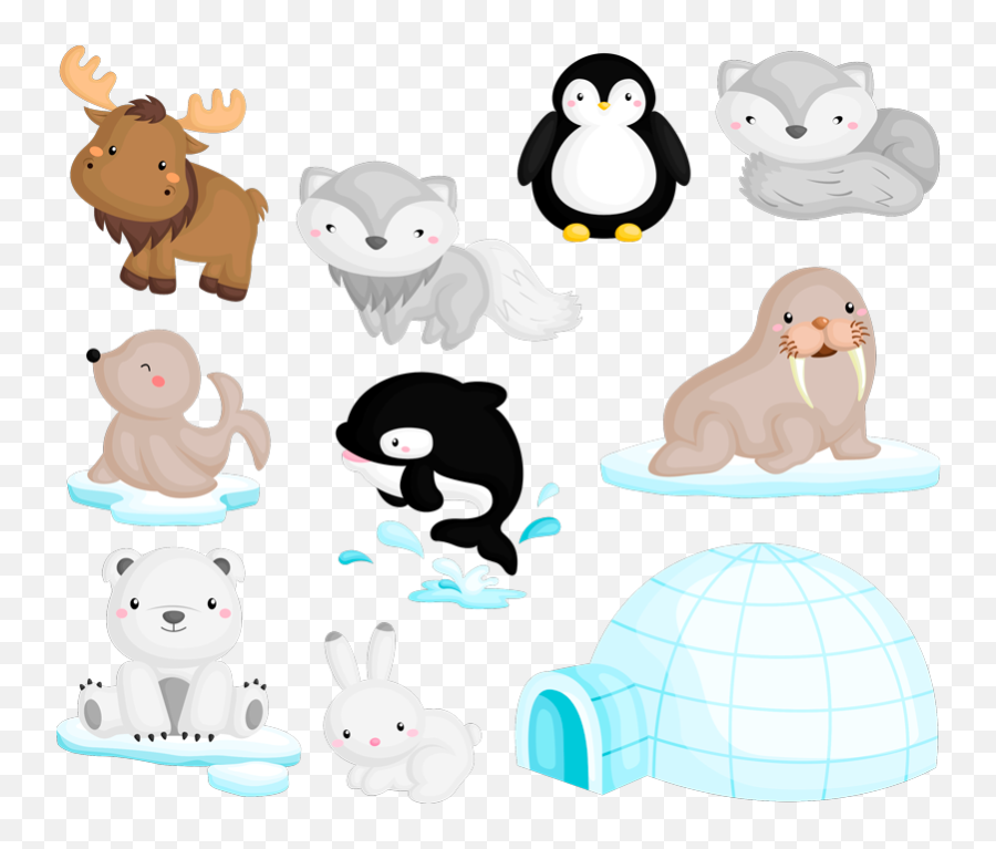 Arctic Wildlife Home Wall Sticker - Animaux De La Banquise Dessin Emoji,Pac Man Emoji Iphone