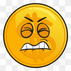 Gold Coin Emoji Cartoons - Disgruntled Clipart,Gold Emoji