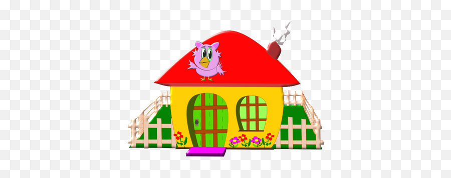 Colorful House With Garden - Casinha Png Emoji,Dog Lightning Emoji