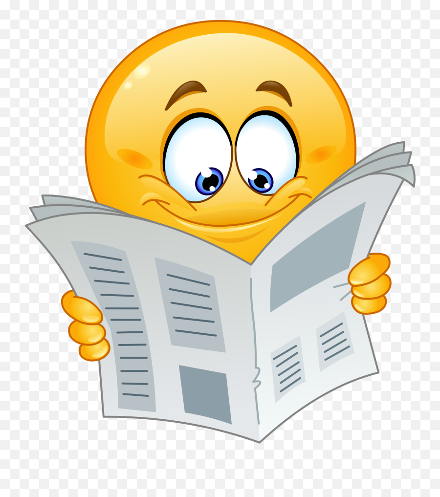 Newspaper Emoji Decal - Smiley Reading,Newspaper Emoji