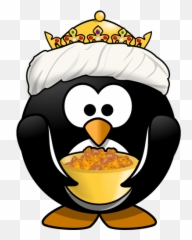 King Tux With Golden Bowl - Cartoon Penguin King Emoji,King Hat Emoji