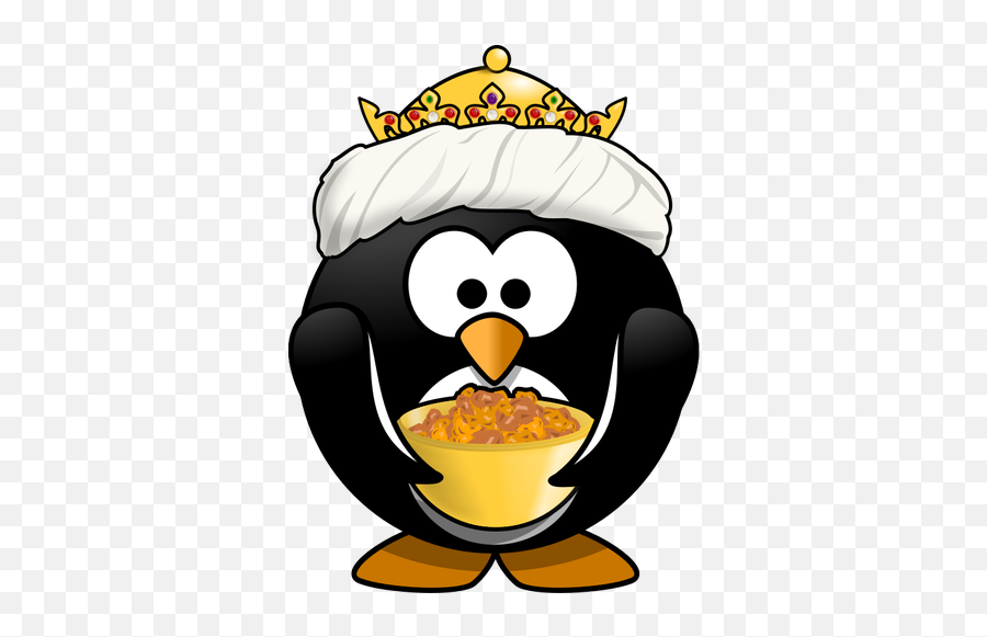 King Tux With Golden Bowl - Cartoon Penguin King Emoji,King Hat Emoji