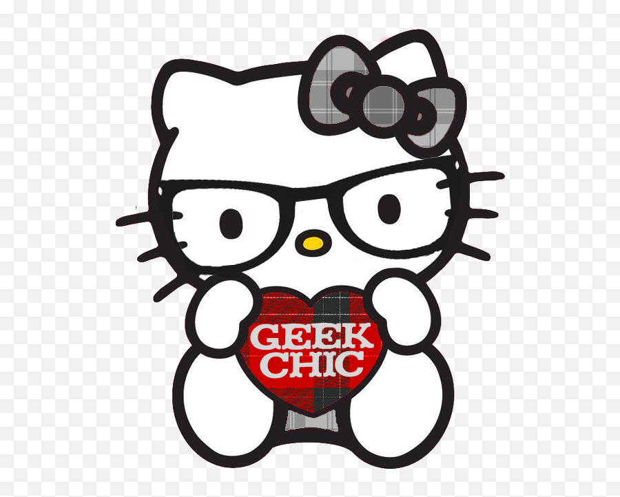Download Hd Hello Kitty Nerd By Ladypinkilicious - Hello Hello Kitty Wearing Glasses Emoji,Geek Emoji