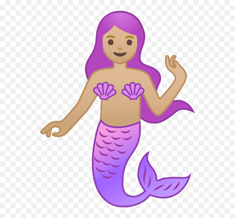 Mermaid Emoji Clipart - Emoji Medium Dark Skin Tone,Mermaid Emoji Android