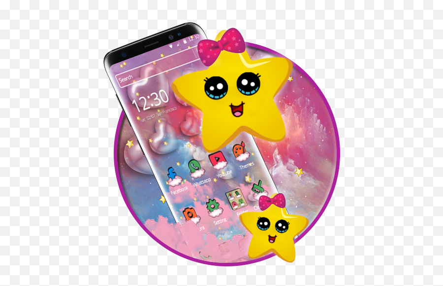 Cute Yellow Star Emoji Theme - Mobile Phone,Glowing Star Emoji