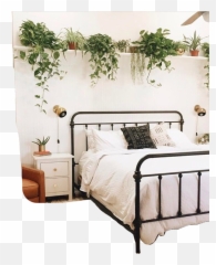 Cute Room Bed Bedroom Plant Sticker - Metal Wall Art Above Emoji