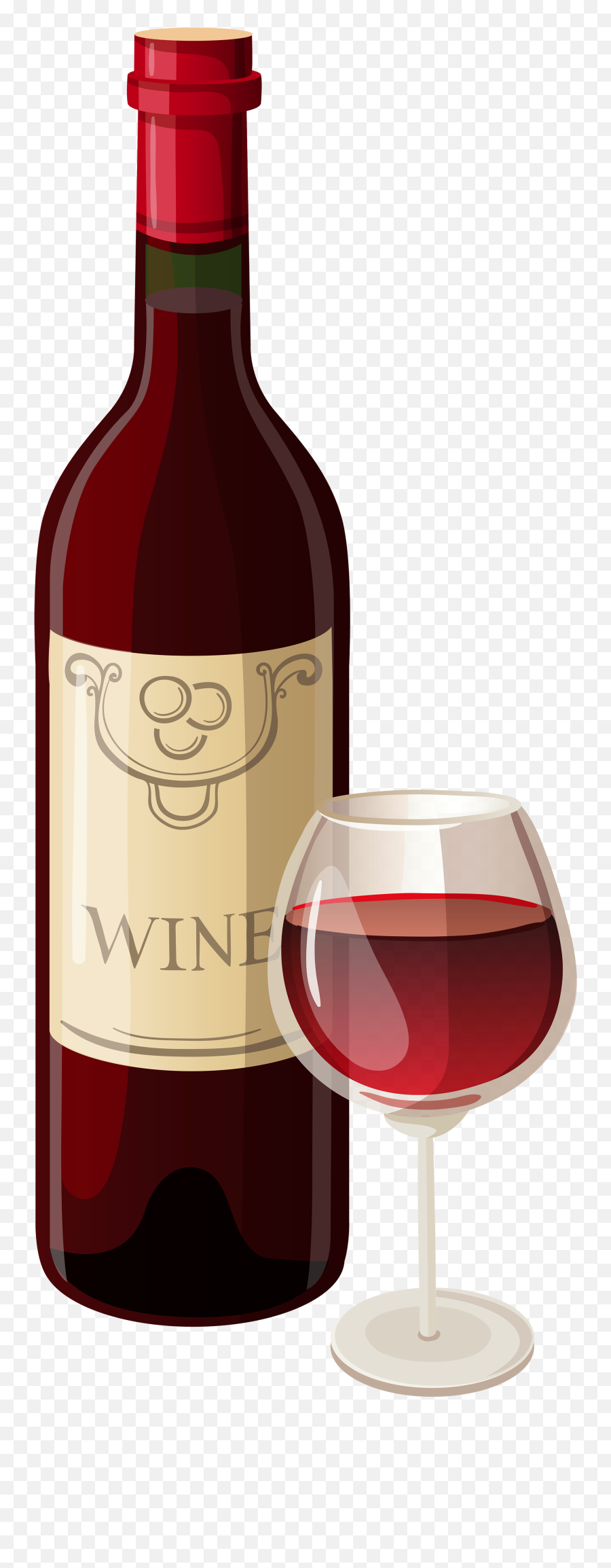 Wine Bottle And Glass Vector Clipart - Red Wine Bottle Png Emoji,Wine Bottle Emoji