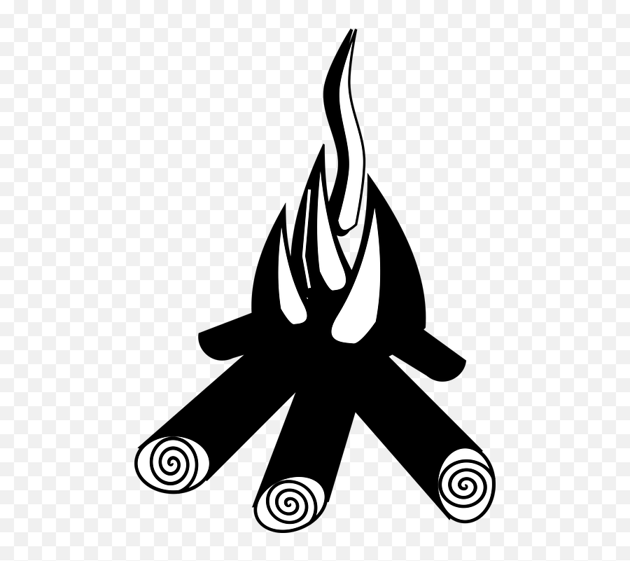 Free Campfire Fire Vectors - Transparent Campfire Clipart Black And White Emoji,Flame Emoticon
