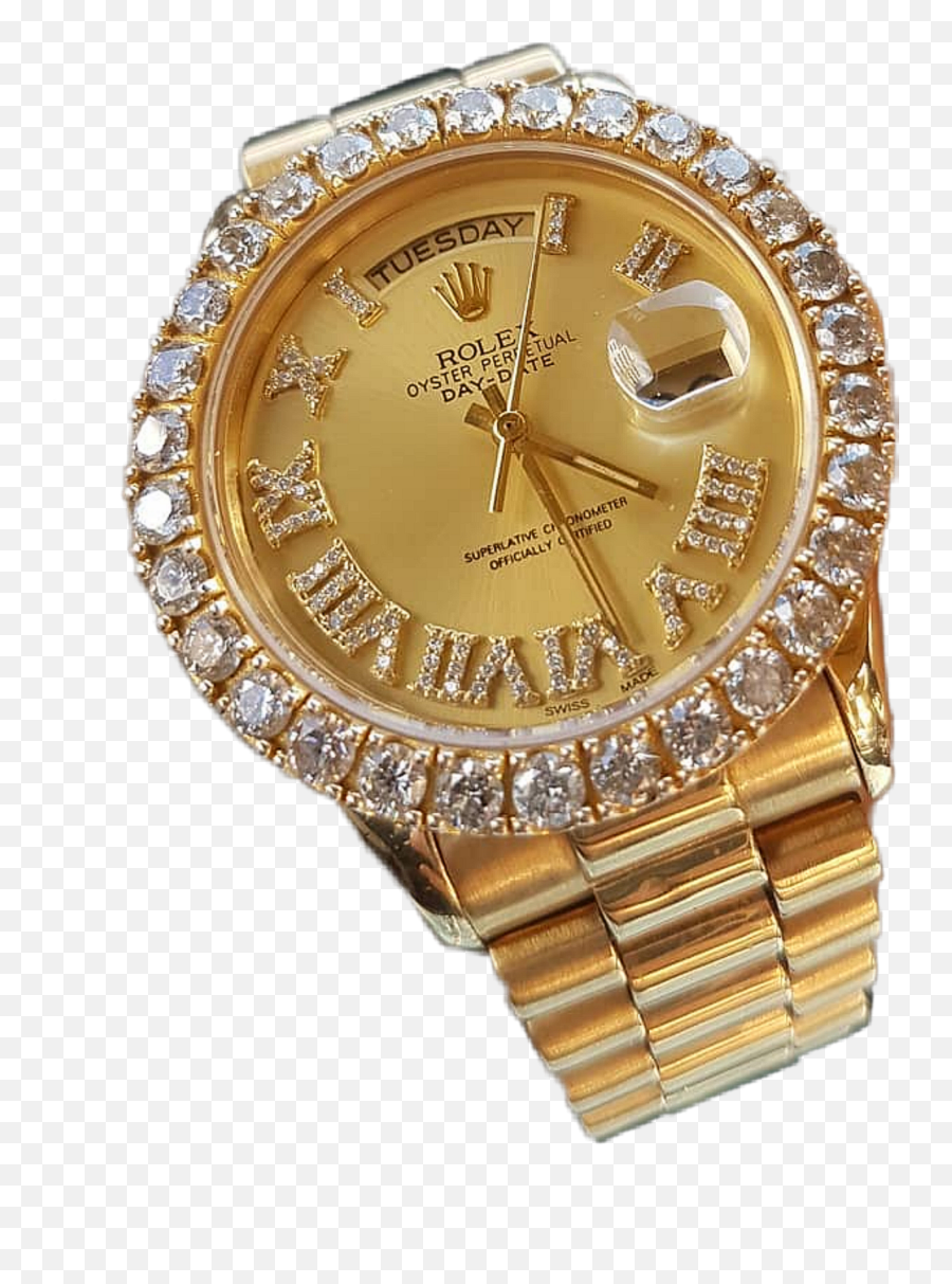 Rolex Daydate Watch Wristwatch Bling Jewelry Swag Gold - Analog Watch Emoji,Emoji Rolex