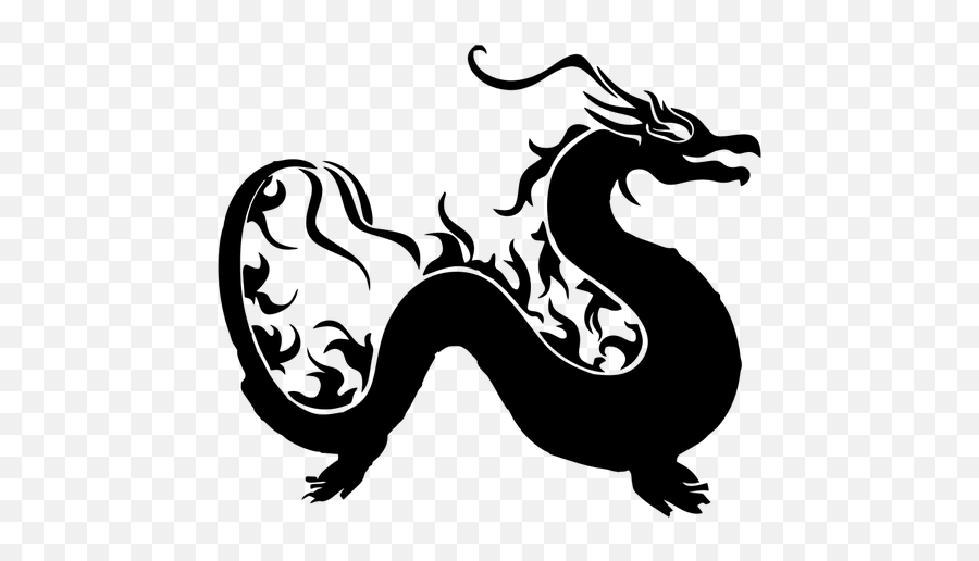 Asian Dragon Silhouette - Dragon Clipart Emoji,Dragon Head Emoji