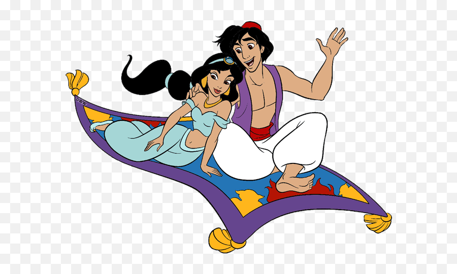Aladdin And Jasmine On Carpet Clipart - Jasmine Aladdin Magic Carpet Emoji,Magic Carpet Emoji