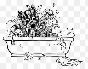 Bad Kitty In A Bath - Line Art Emoji,Sleeping Emoji
