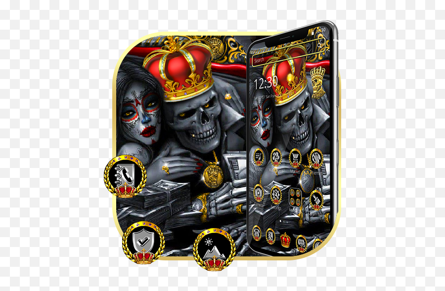 Gold Skull King Theme - Google Playu0027de Uygulamalar Skull King And Queen Emoji,Yas Queen Emoji
