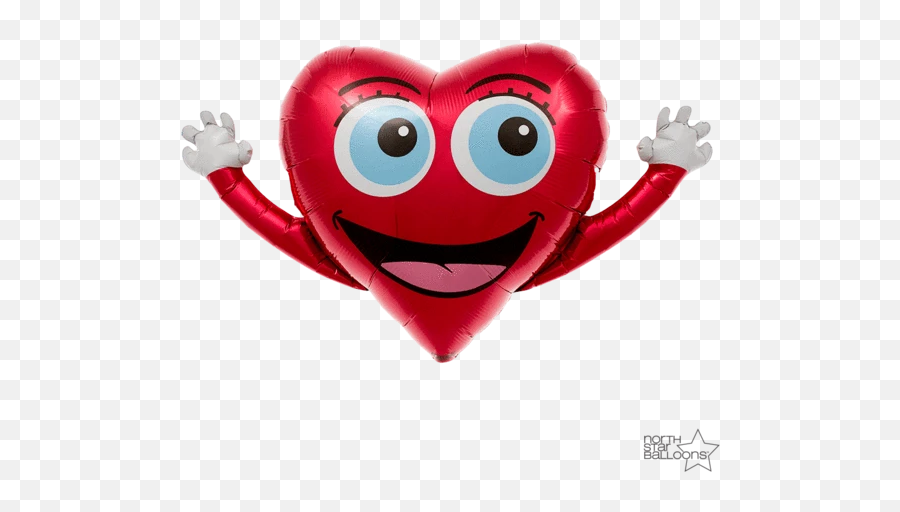 Happy Hands Heart Shaped Foil Balloon - Smiley Emoji,Cinco De Mayo Emoticons